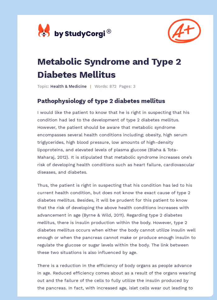 Metabolic Syndrome and Type 2 Diabetes Mellitus. Page 1