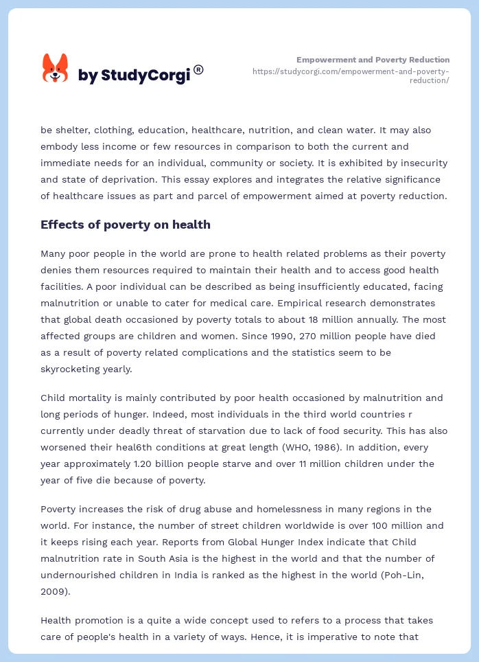 Empowerment and Poverty Reduction. Page 2