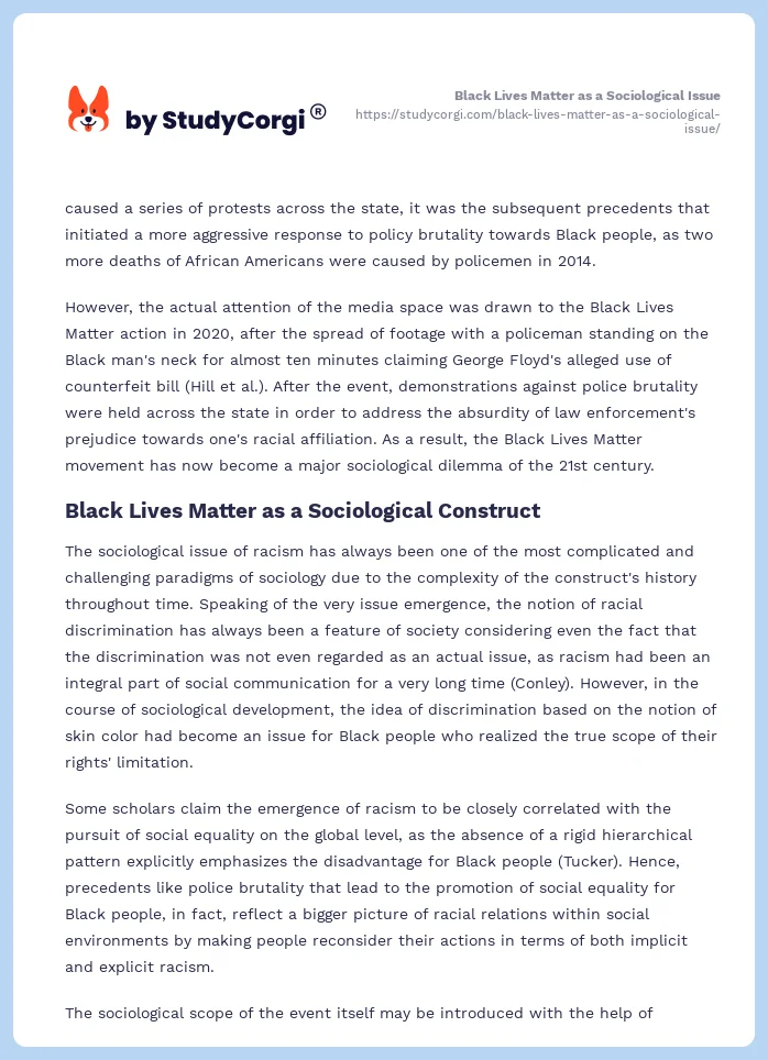 Black Lives Matter as a Sociological Issue. Page 2