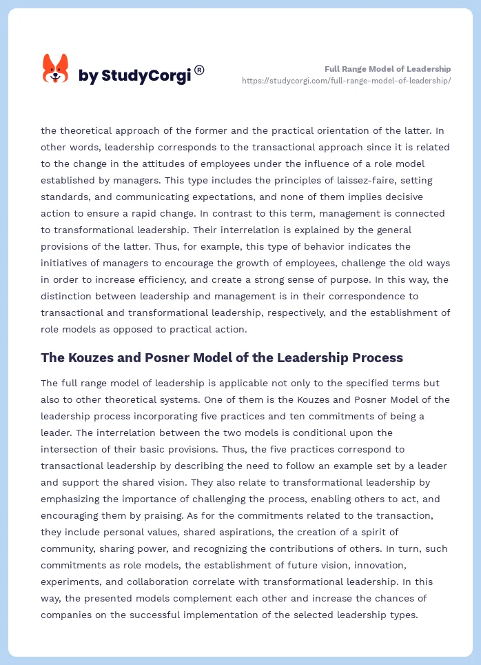 Full Range Model of Leadership. Page 2