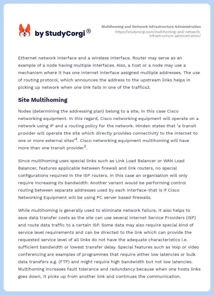 Multihoming and Network Infrastructure Administration. Page 2