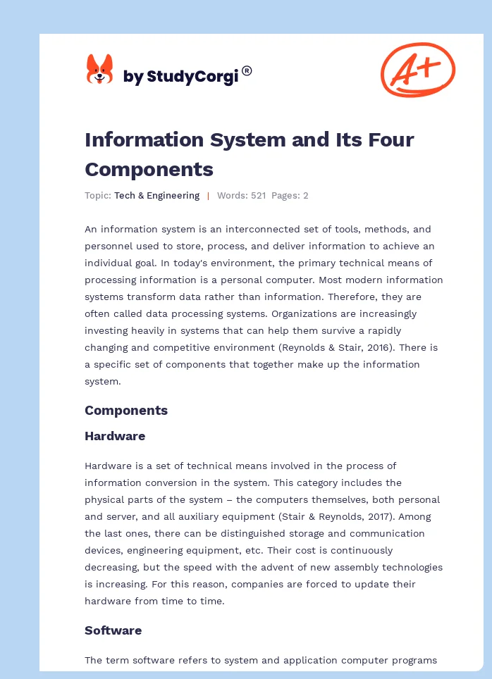 Information System and Its Four Components. Page 1