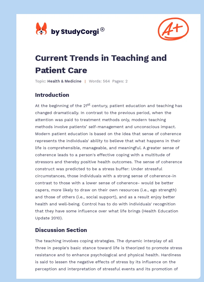 Current Trends in Teaching and Patient Care. Page 1