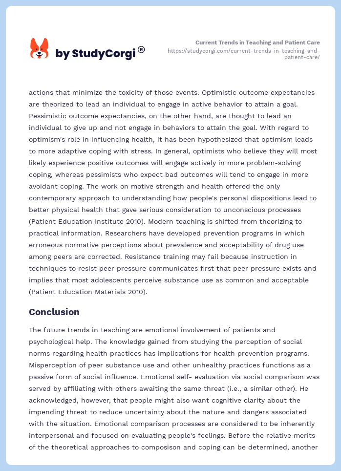 Current Trends in Teaching and Patient Care. Page 2