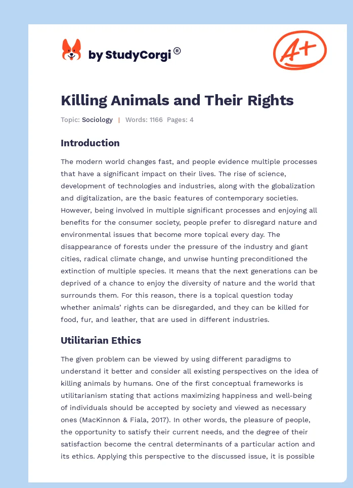 Killing Animals and Their Rights. Page 1