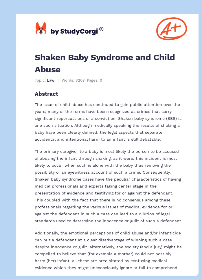 Shaken Baby Syndrome and Child Abuse. Page 1