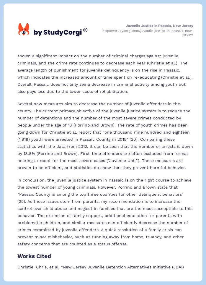Juvenile Justice in Passaic, New Jersey. Page 2