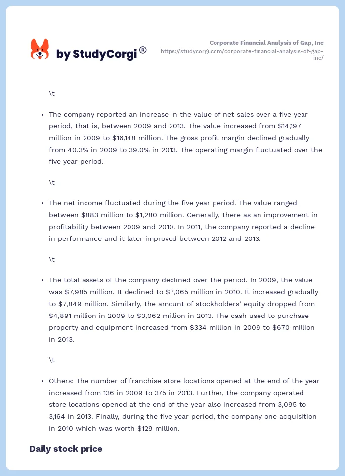 Corporate Financial Analysis of Gap, Inc. Page 2