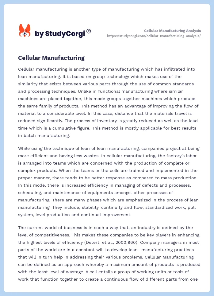 Cellular Manufacturing Analysis. Page 2