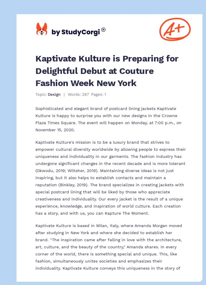 Kaptivate Kulture is Preparing for Delightful Debut at Couture Fashion Week New York. Page 1