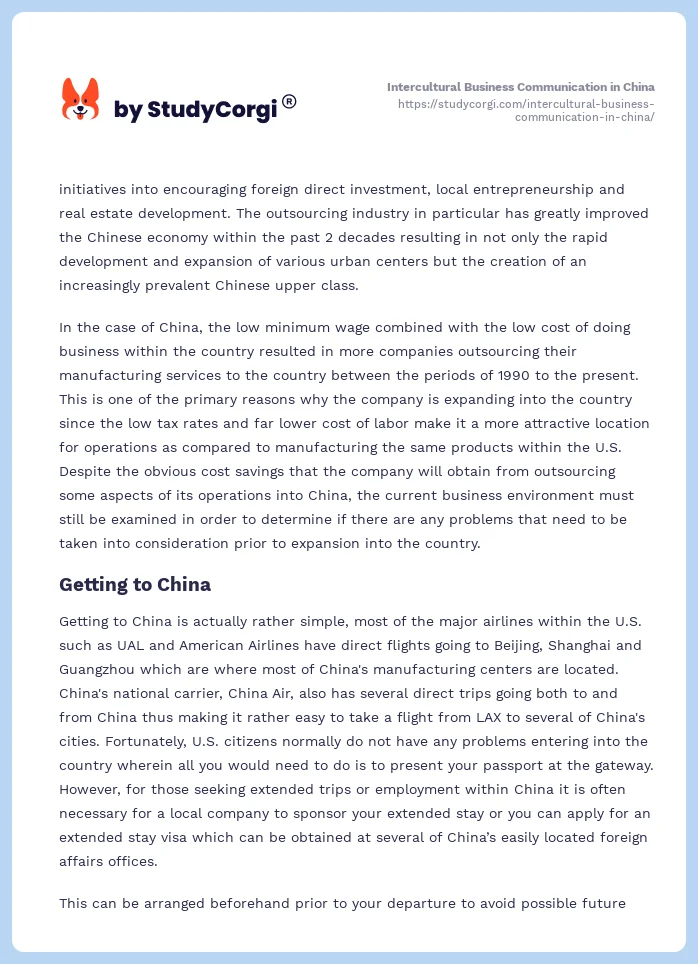 Intercultural Business Communication in China. Page 2