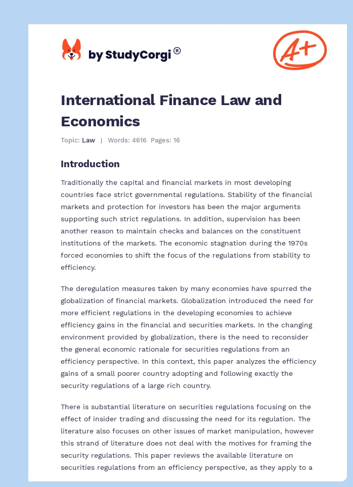 International Finance Law and Economics. Page 1