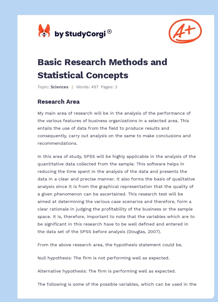 Basic Research Methods and Statistical Concepts. Page 1