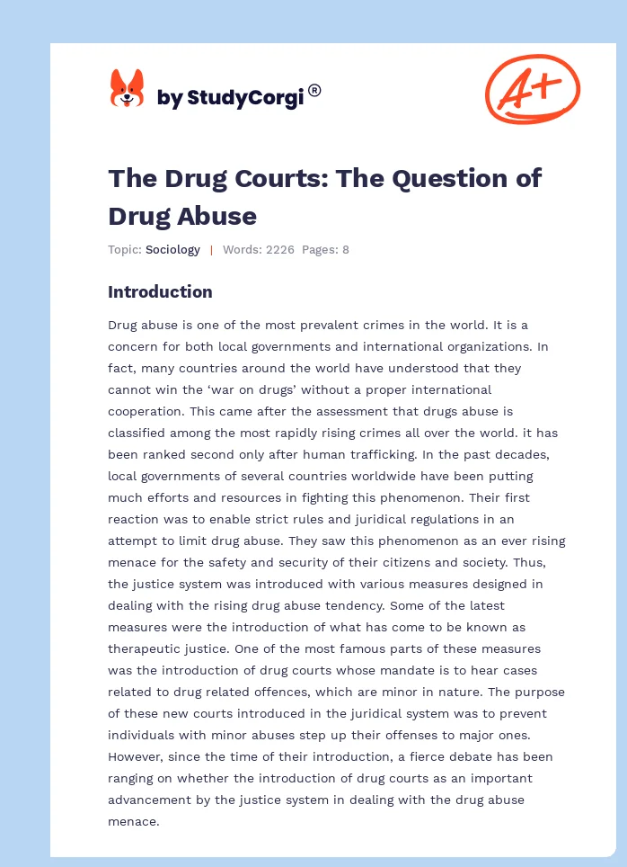 The Drug Courts: The Question of Drug Abuse. Page 1
