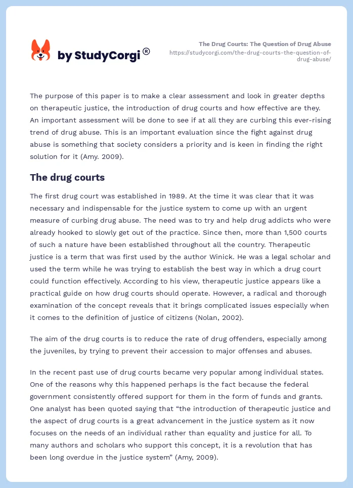 The Drug Courts: The Question of Drug Abuse. Page 2