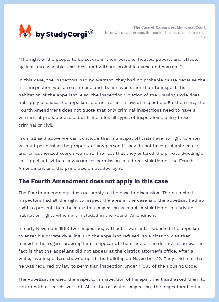 The Case of Camara vs. Municipal Court. Page 2