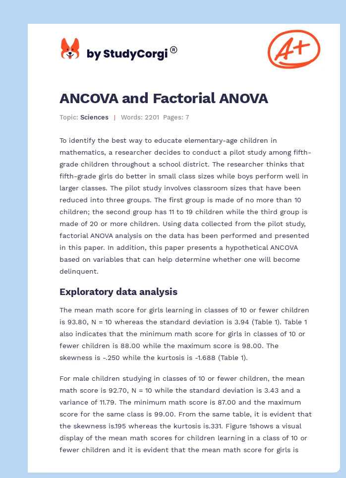 ANCOVA and Factorial ANOVA. Page 1