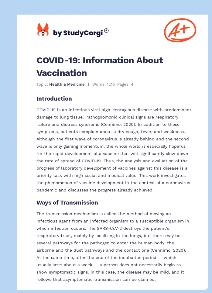 COVID-19: Information About Vaccination. Page 1