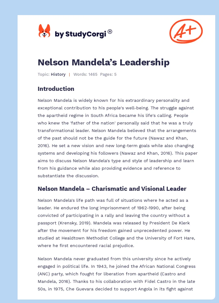 Nelson Mandela’s Leadership. Page 1