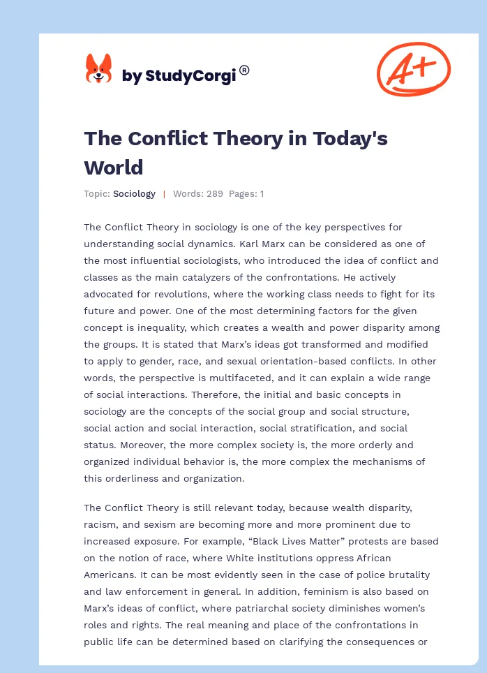 The Conflict Theory in Today's World. Page 1