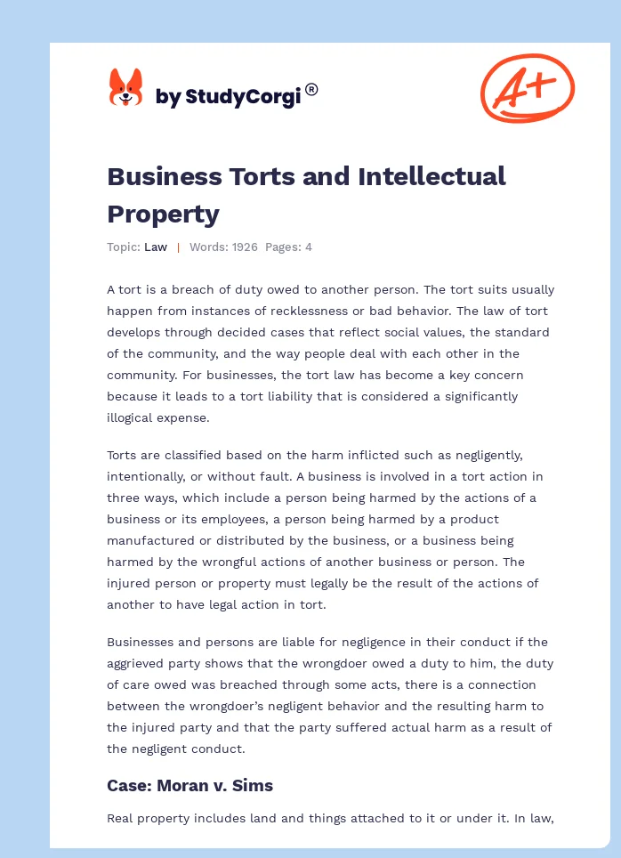 Business Torts and Intellectual Property. Page 1