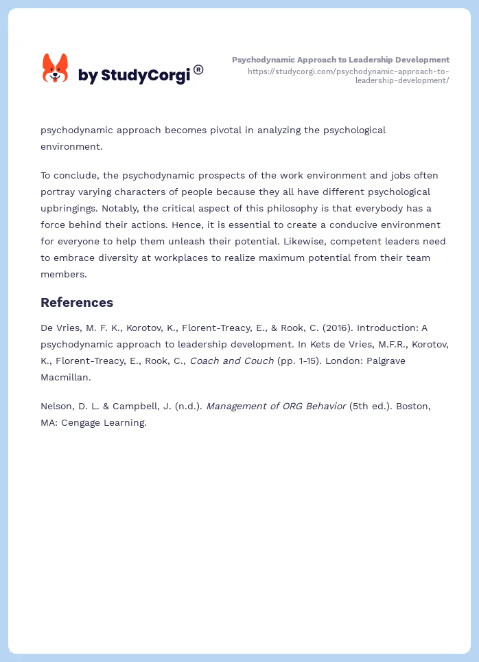 Psychodynamic Approach to Leadership Development. Page 2