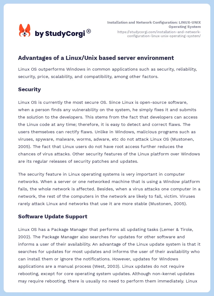Installation and Network Configuration: LINUX-UNIX Operating System. Page 2