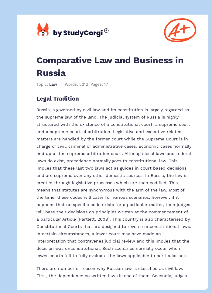 Comparative Law and Business in Russia. Page 1
