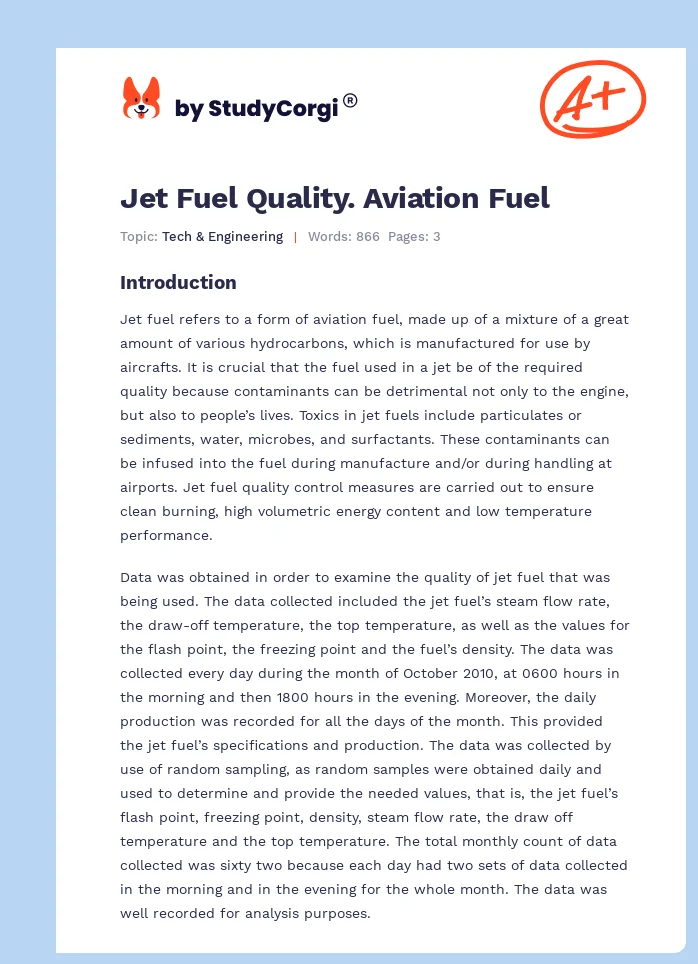Jet Fuel Quality. Aviation Fuel. Page 1