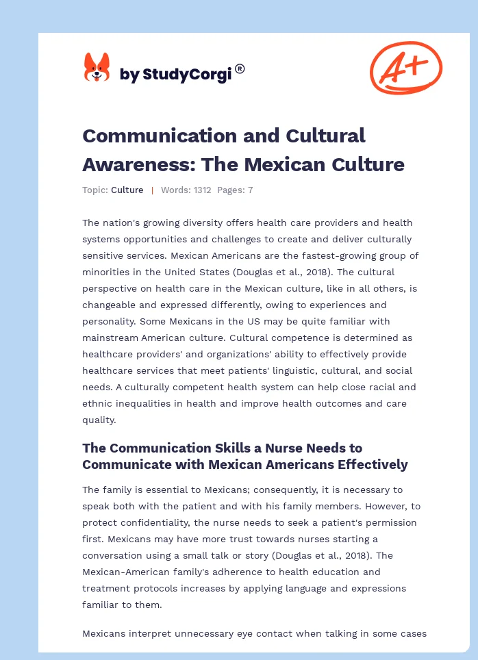 Communication and Cultural Awareness: The Mexican Culture. Page 1
