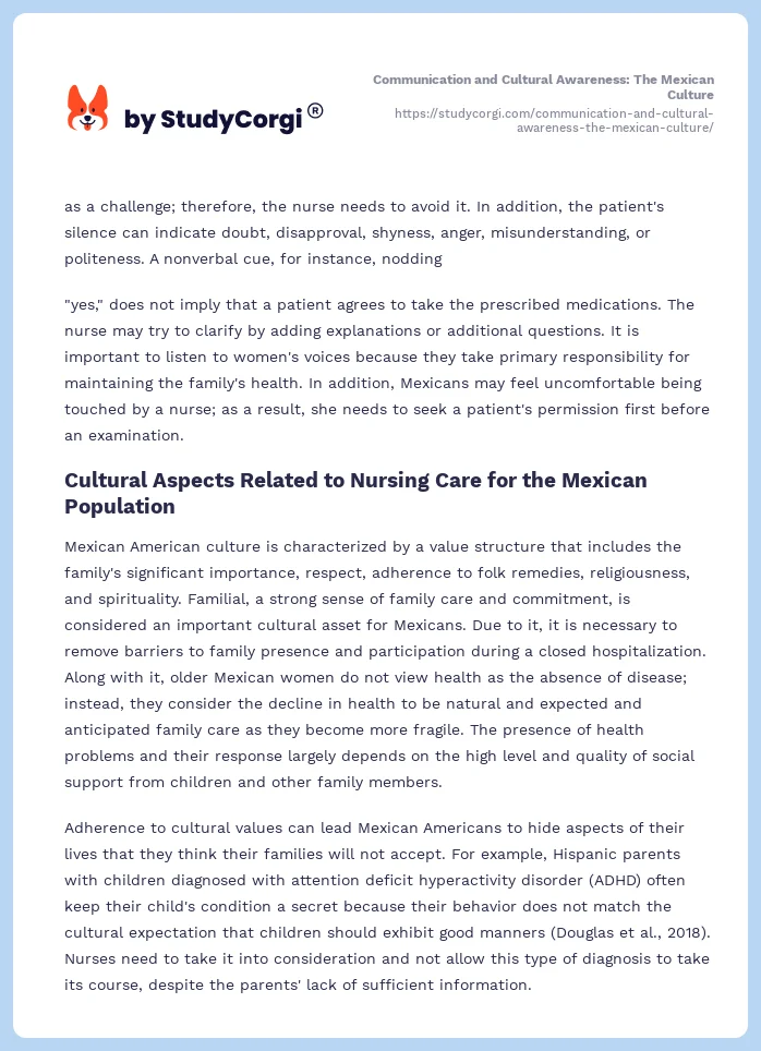 Communication and Cultural Awareness: The Mexican Culture. Page 2