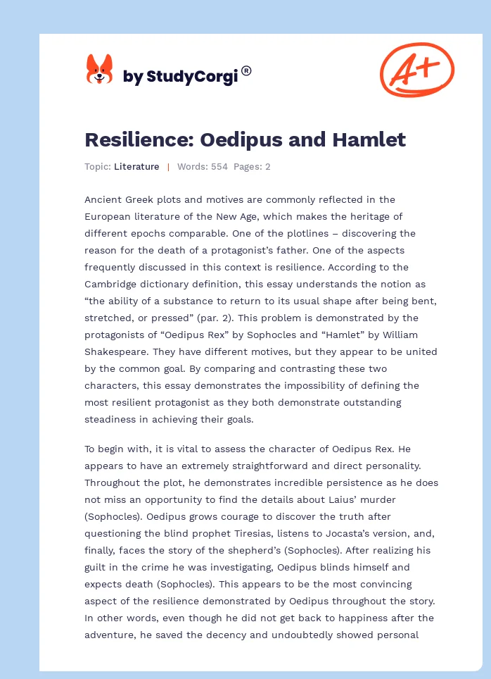 Resilience: Oedipus and Hamlet. Page 1