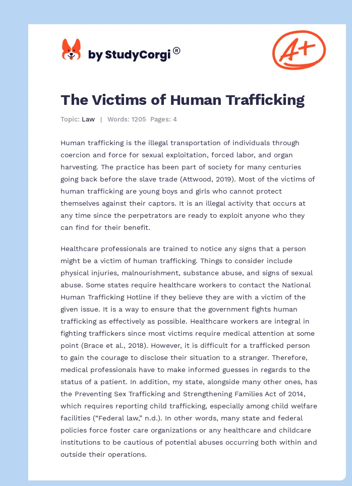 The Victims of Human Trafficking. Page 1