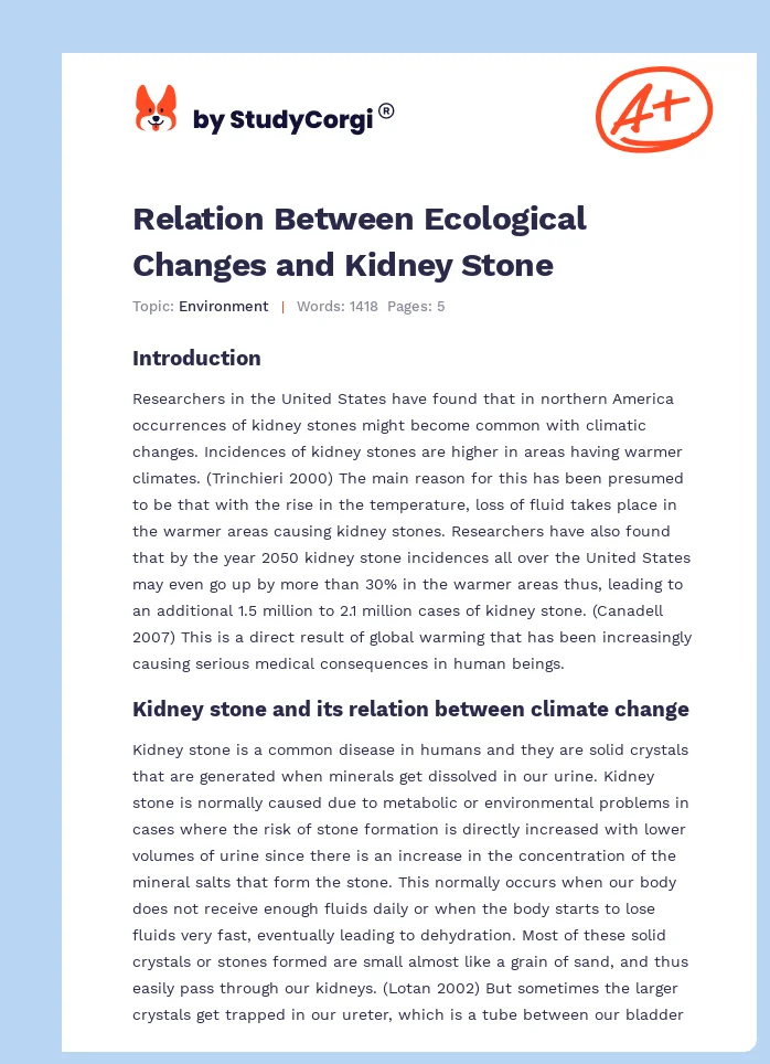 Relation Between Ecological Changes and Kidney Stone. Page 1