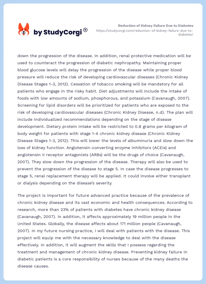Reduction of Kidney Failure Due to Diabetes. Page 2