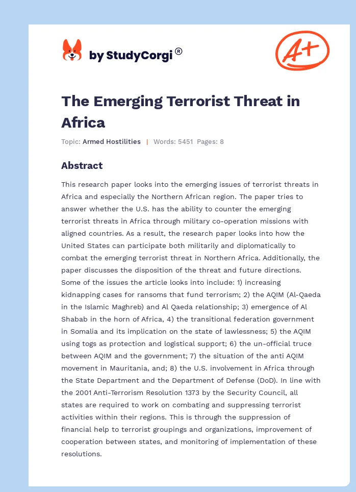 The Emerging Terrorist Threat in Africa. Page 1