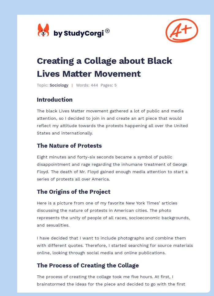 Creating a Collage about Black Lives Matter Movement. Page 1