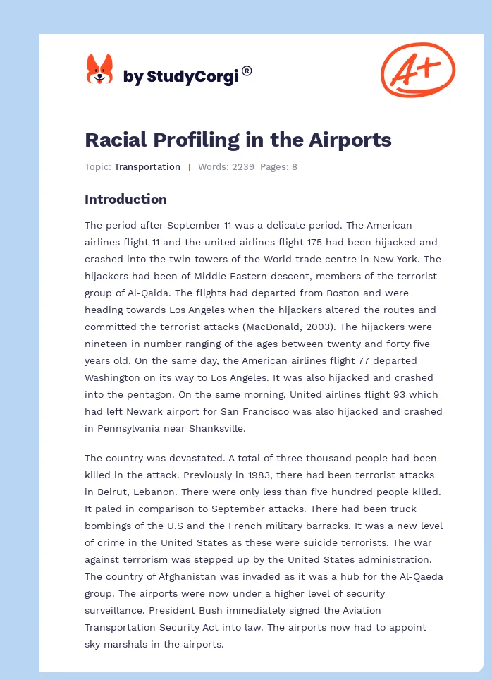 Racial Profiling in the Airports. Page 1