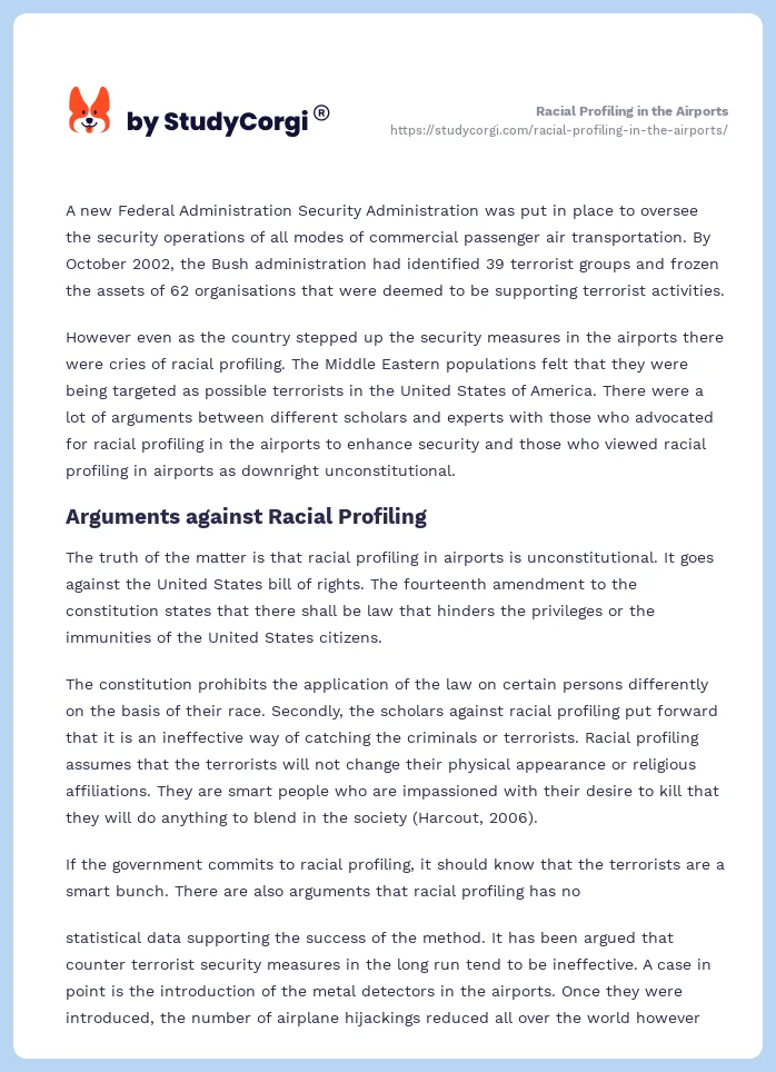 Racial Profiling in the Airports. Page 2