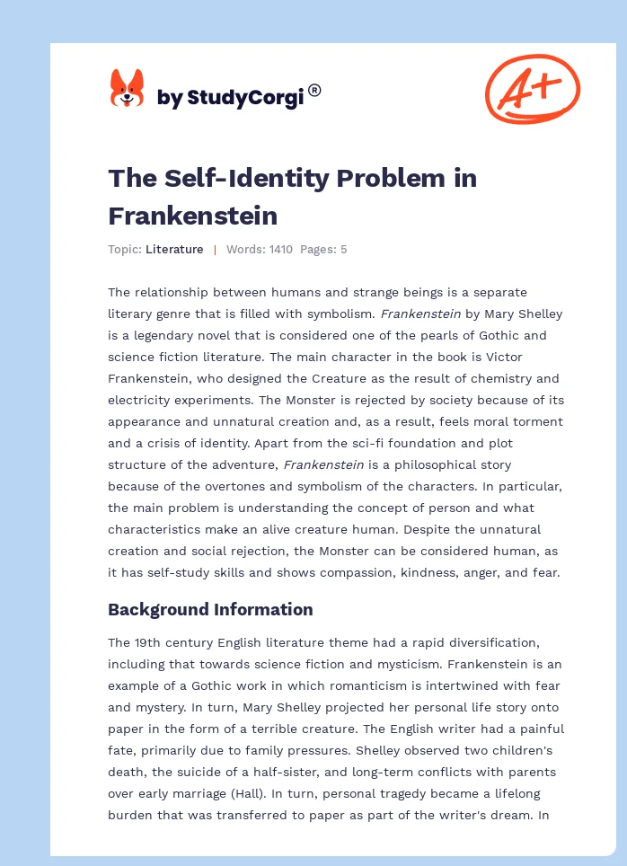 The Self-Identity Problem in Frankenstein. Page 1