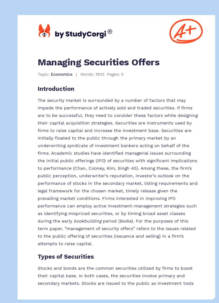 Managing Securities Offers. Page 1