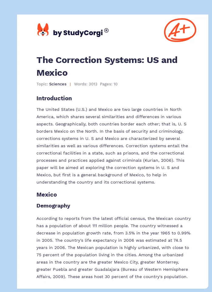 The Correction Systems: US and Mexico. Page 1