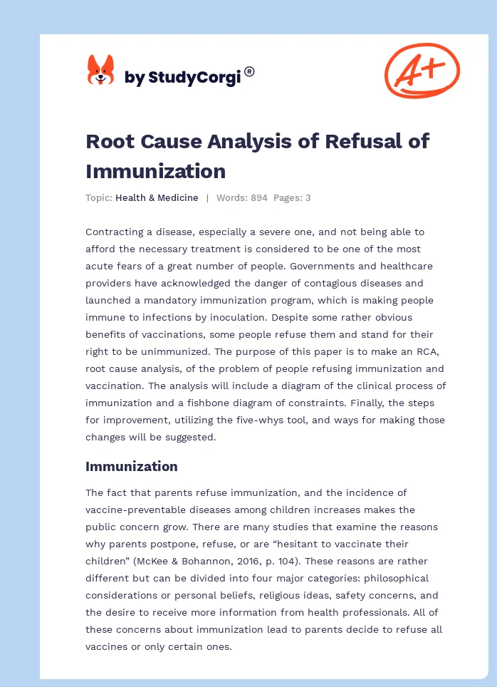 Root Cause Analysis of Refusal of Immunization. Page 1