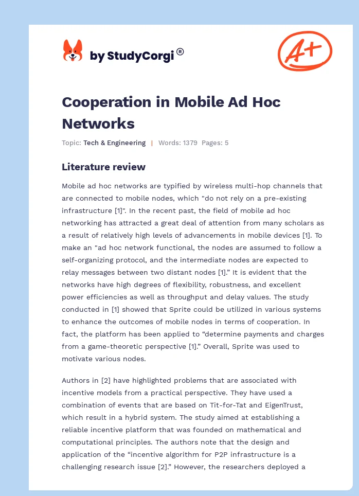 Cooperation in Mobile Ad Hoc Networks. Page 1