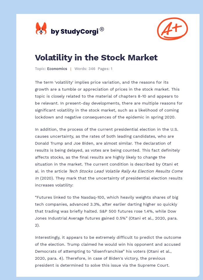Volatility in the Stock Market. Page 1