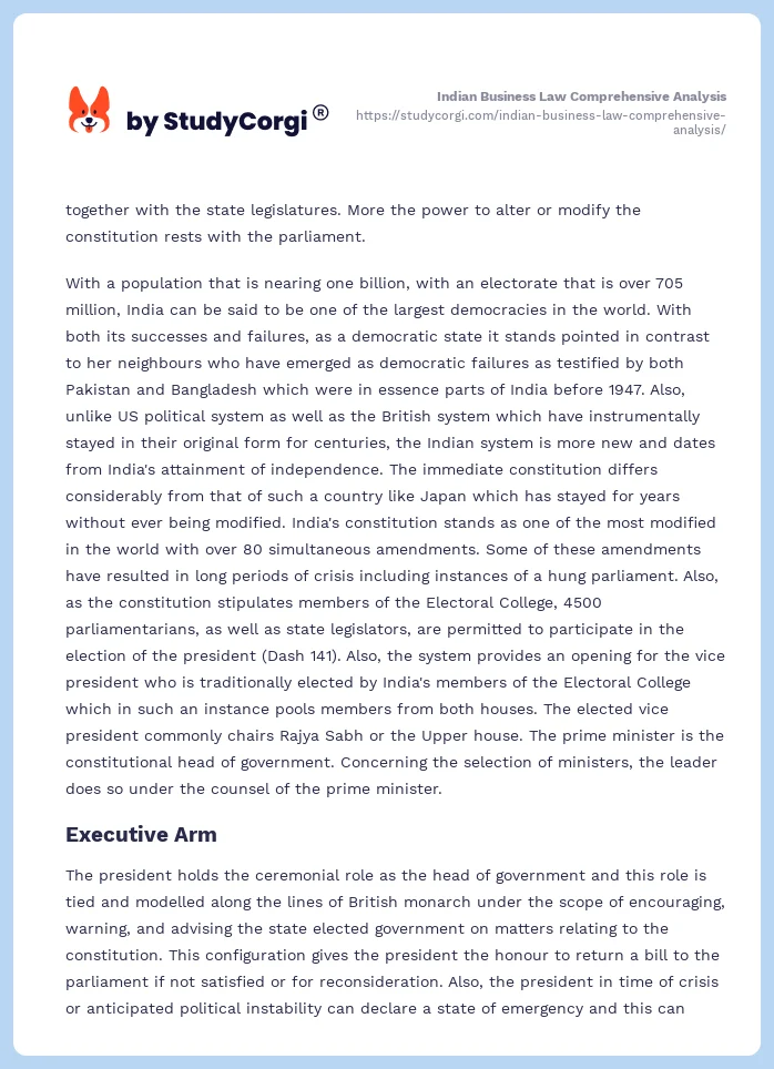 Indian Business Law Comprehensive Analysis. Page 2