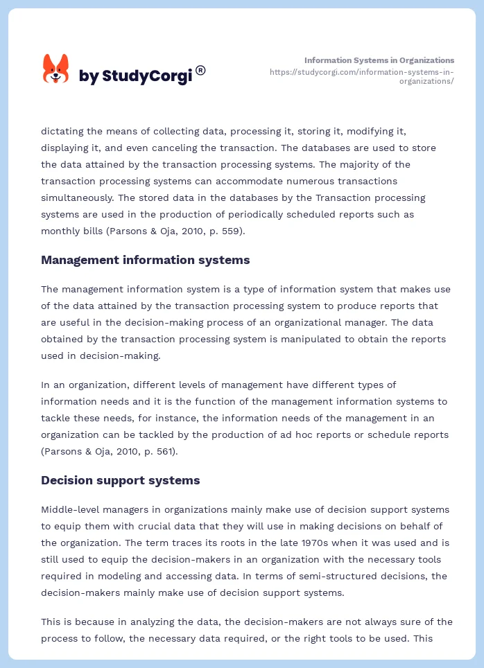 Information Systems in Organizations. Page 2