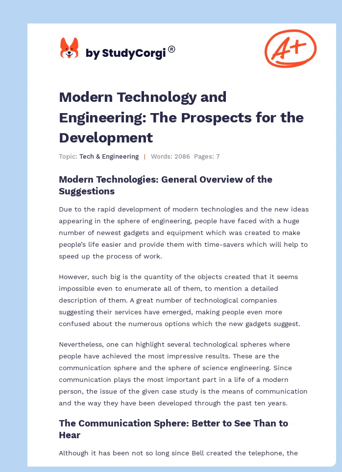 Modern Technology and Engineering: The Prospects for the Development. Page 1