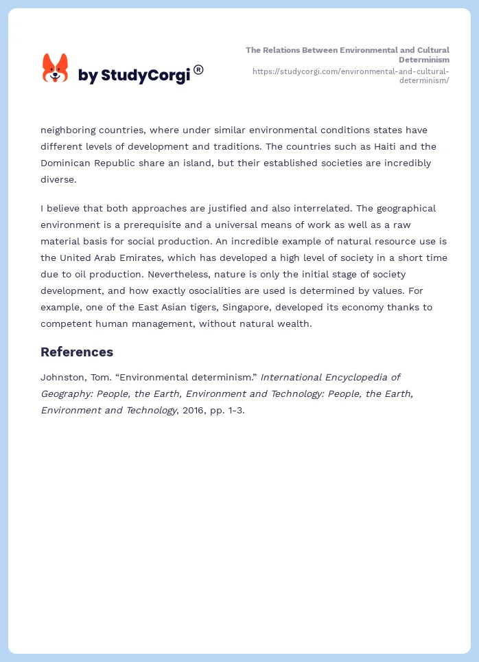 The Relations Between Environmental and Cultural Determinism. Page 2