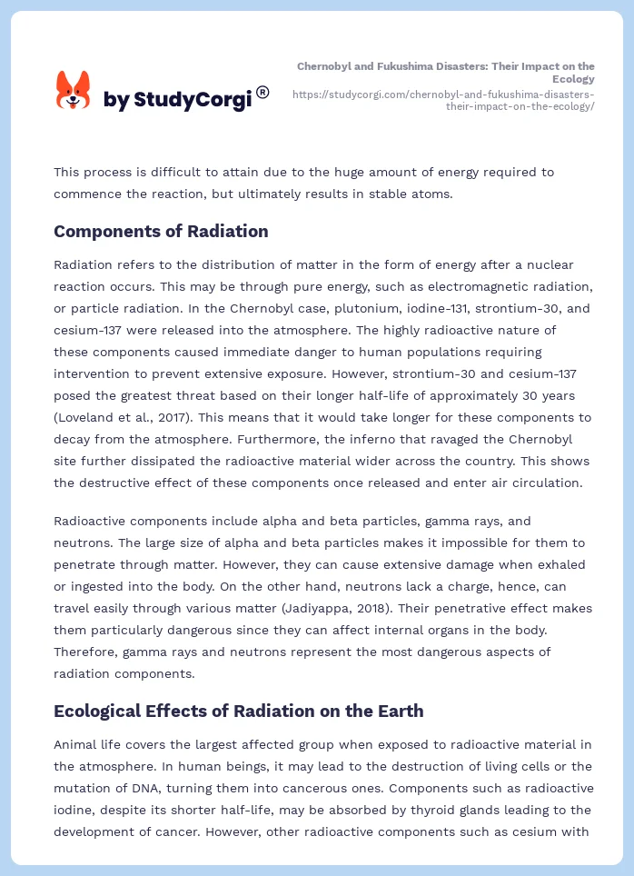 Chernobyl and Fukushima Disasters: Their Impact on the Ecology. Page 2